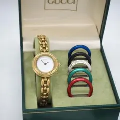 570 稼動 GUCCI 時計 チェンジベゼル 6色 箱付き 完備品 ゴールド