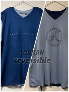 希少 JORDAN リバーシブル バスケ タンクトップ ネイビー グレー XXL