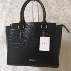 a.v.v クロコダイル型 ショルダーバッグ 2way ベルト付き 黒未使用品