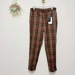 新品タグ付 アズールバイマウジー 【M】チェック テーパードパンツ ストレッチ