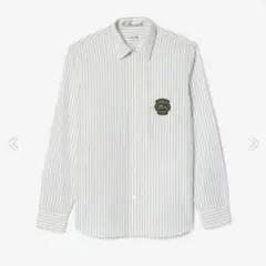 LACOSTE オーバルワッペンストライプシャツ　S ブルー×ホワイト
