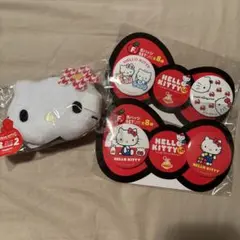 ハローキティHappyくじ　B賞フェイスチャーム　F賞缶バッジSET