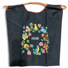 ⭐️セール中⭐️動物とお花 エコバッグ M 軽量 トートバッグ 刺繍 黒