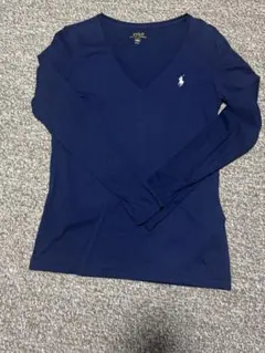 [美品]ラルフローレン　ネイビー Vネック 長袖Tシャツ ポロロゴ