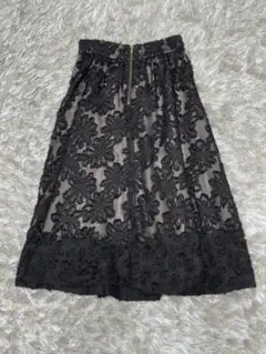 【JILLSTUART】花柄レースブラックスカート