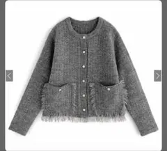 【GRL】フリンジニットカーディガングレー
