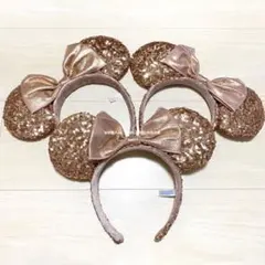 ミニー ピンクゴールド スパンコール カチューシャ 3個セット ディズニー