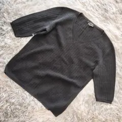 ✨美品✨良品✨ iCB メンズ リブ編み Vネック カットソー 半袖 黒 S