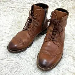 【美品】エコー サイドジップ ブーツ ブラウン ビブラム ウイングチップ 22のサムネイル