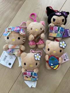 グアム限定　日焼けハローキティ・クロミ ぬいぐるみ 5体セット