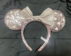 ディズニー ミニー スパンコール ハート カチューシャ ピンク
