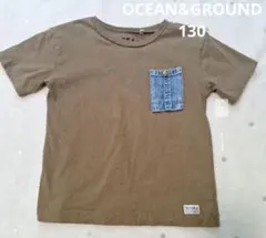Ocean & Ground デニムポケット Tシャツ カーキ 130のサムネイル