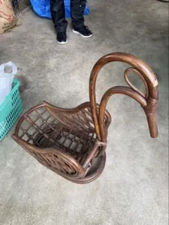 籐製スワン型バスケット キャスター付き