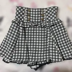 ギンガムチェックサスペンダー付きスカパン