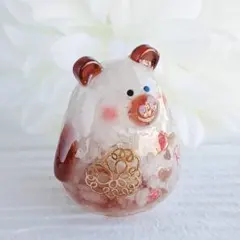 ぽってりくまさんオルゴナイト【薔薇×ブラウン】