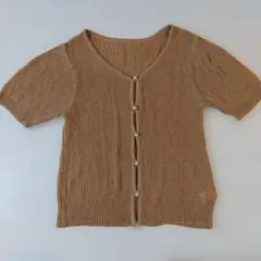 匿名配送　カーディガン　半袖　ブラウン　サマーニット　LL