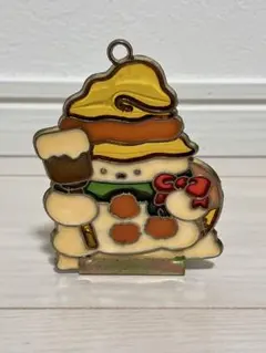 クリスマス キャンドルホルダー ステンドグラス風 雪だるま　ろうそく立て