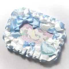 【225】B8 硬質カードケースデコ トレカケースデコ レースデコ【水色】