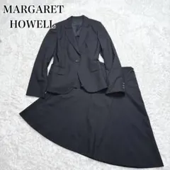【美品】マーガレットハウエル　スカートスーツ セットアップ ブラック フレア