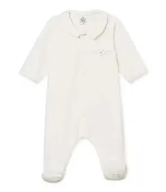 新品 プチバトー ベロア 衿つき ロンパース 12m ホワイト 6m