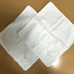 ホワイトハンカチ2枚セット K&R
