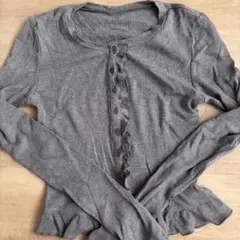 しまむら フリル カーディガン グレー Mサイズ 美品 匿名配送