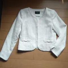 【値下げ交渉歓迎】ホワイト ツイードジャケット 11AR