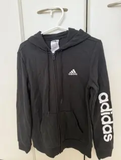 【美品】adidas フルジップ フード付きジャケット J/L ブラック
