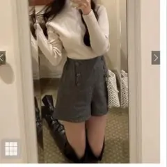 ヘリンボーン柄ツイードショートパンツ