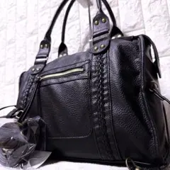 y2k【未使用】トートバッグ 2way A4 レザー ミニボストン 大容量 黒 