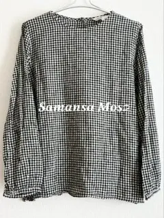 サマンサモスモス リネンギンガムチェック 長袖シャツ SM2 Lサイズ