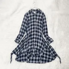 ラルフローレン 裾フリル ワンピース ブルー グランチェック XS