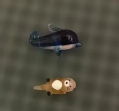 ガラス細工　置物　動物　ミニチュア　イルカ　ラッコ