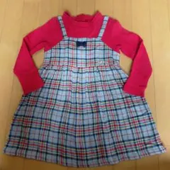 ミキハウス 長袖チェックワンピース 100cm