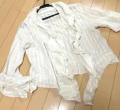 新品　フレアー袖　長袖　コットン　ボレロカーディガン　アイボリー