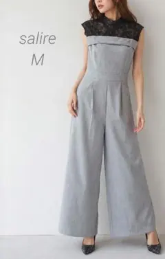 新品タグ付き❤salire サリア M オールインワン レース切替 ワイドパンツ
