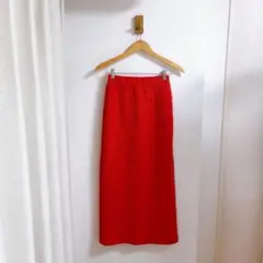 【センスオブプレイス】タイトロングスカート レッド オレンジ系 ウエストゴム 秋