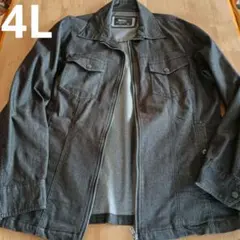 4L　ジップ　デニム　ジャケット　黒　大きいサイズ
