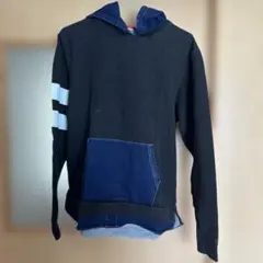 フード付きブラックデニムパーカー　BABYDOLL M