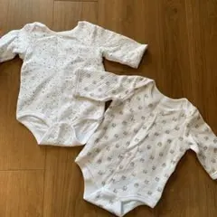 美品！厚手キルトロンパース肌着2着セット 80センチ　綿100