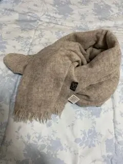 カシミヤ、ウール混紡 グレーストール 約193cm x 63cm(素人寸)