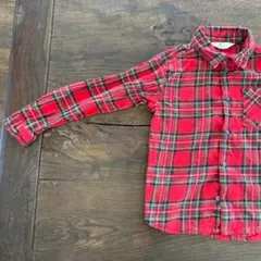 H&M 赤 チェック 長袖シャツ