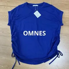 OMNES レーヨン×ナイロン ドロスト半袖トップス 青 M相当 新品タグ付きのサムネイル