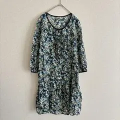 ロペ リバティ ワンピース 7 日本製 花柄 薄手 フリル リボン付 上品