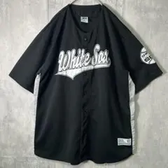 希少デザイン MLB ホワイトソックス ベースボールシャツ 刺繍 黒 XL