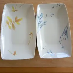 たち吉 花柄の長方形皿2枚セット