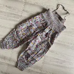 小花柄サロペット　オールドネイビー　3T 100cm 3歳　ホルダーネック