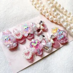 ボンボンドロップシール　量産型　うるちゅるネイル　韓国　平成女児　ネイルチップ