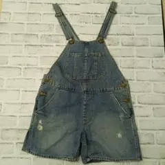 ★値下げ　 マウジーデニム サロペット ショート丈 デニムブルー