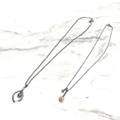 合成パール　グレー　ピンク　ネックレス　2本セット